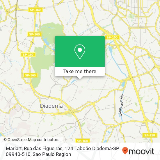 Mapa Mariart, Rua das Figueiras, 124 Taboão Diadema-SP 09940-510