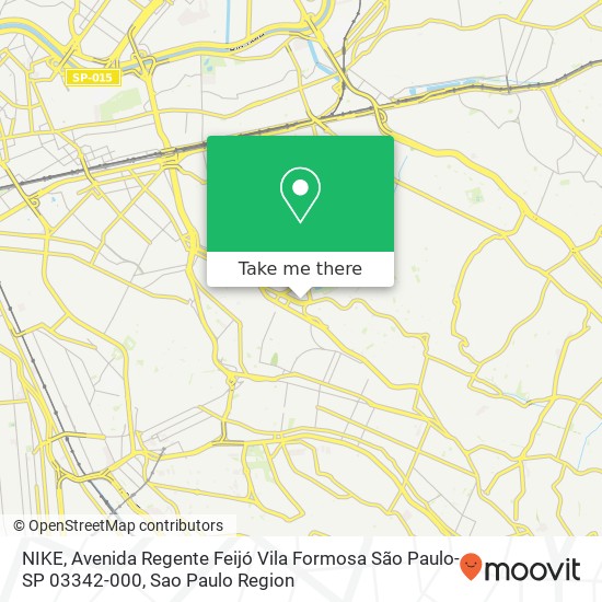NIKE, Avenida Regente Feijó Vila Formosa São Paulo-SP 03342-000 map