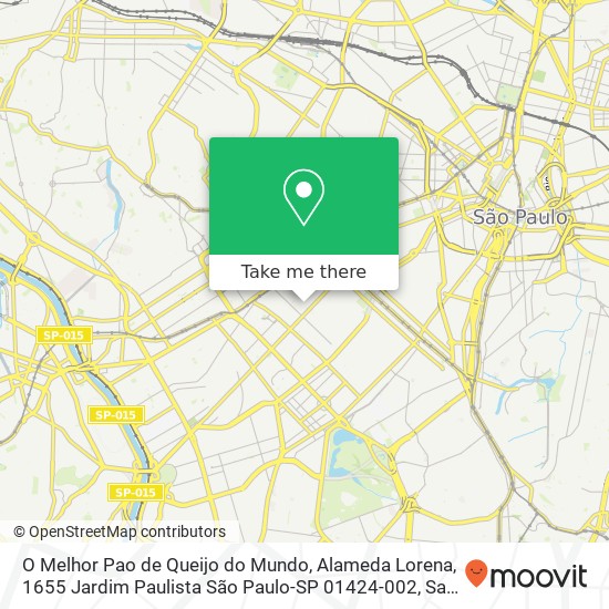 Mapa O Melhor Pao de Queijo do Mundo, Alameda Lorena, 1655 Jardim Paulista São Paulo-SP 01424-002