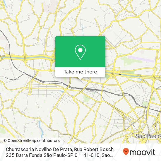 Mapa Churrascaria Novilho De Prata, Rua Robert Bosch, 235 Barra Funda São Paulo-SP 01141-010