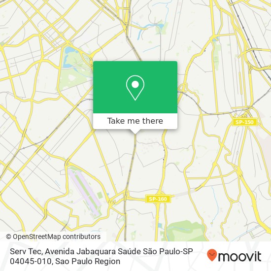 Mapa Serv Tec, Avenida Jabaquara Saúde São Paulo-SP 04045-010