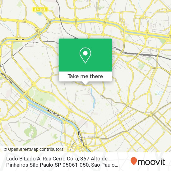 Mapa Lado B Lado A, Rua Cerro Corá, 367 Alto de Pinheiros São Paulo-SP 05061-050