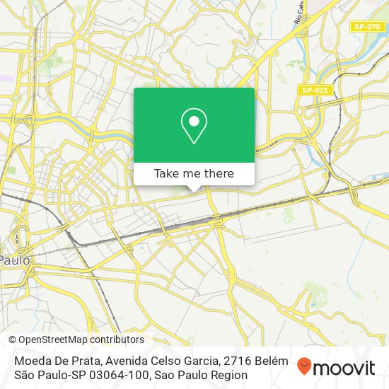 Mapa Moeda De Prata, Avenida Celso Garcia, 2716 Belém São Paulo-SP 03064-100