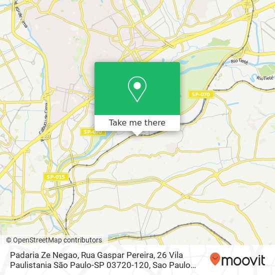 Padaria Ze Negao, Rua Gaspar Pereira, 26 Vila Paulistania São Paulo-SP 03720-120 map