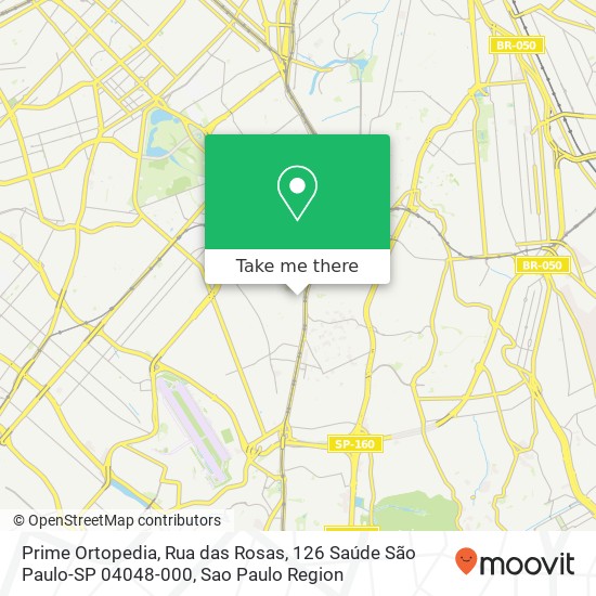 Mapa Prime Ortopedia, Rua das Rosas, 126 Saúde São Paulo-SP 04048-000