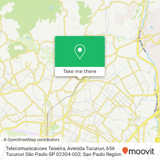 Mapa Telecomunicacoes Teixeira, Avenida Tucuruvi, 656 Tucuruvi São Paulo-SP 02304-002