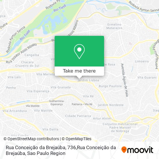 Mapa Rua Conceição da Brejaúba, 736,Rua Conceição da Brejaúba
