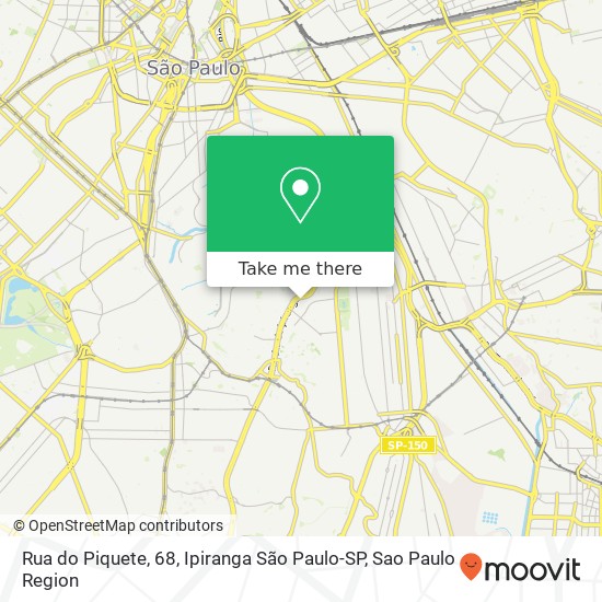 Mapa Rua do Piquete, 68, Ipiranga São Paulo-SP