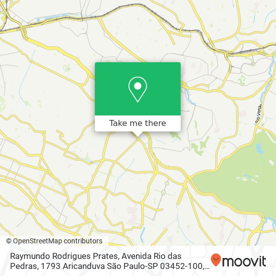 Mapa Raymundo Rodrigues Prates, Avenida Rio das Pedras, 1793 Aricanduva São Paulo-SP 03452-100