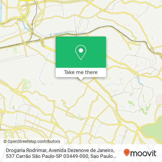 Drogaria Rodrimar, Avenida Dezenove de Janeiro, 537 Carrão São Paulo-SP 03449-000 map