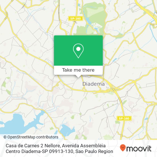 Mapa Casa de Carnes 2 Nellore, Avenida Assembléia Centro Diadema-SP 09913-130