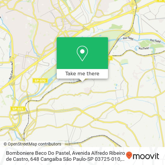 Mapa Bomboniere Beco Do Pastel, Avenida Alfredo Ribeiro de Castro, 648 Cangaíba São Paulo-SP 03725-010