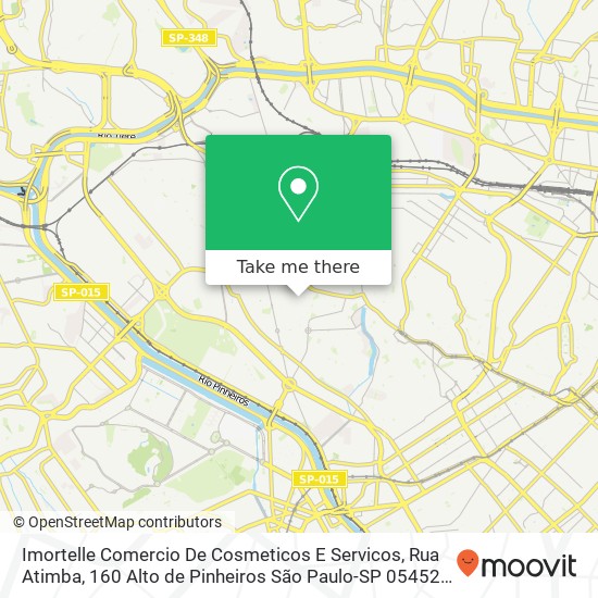 Mapa Imortelle Comercio De Cosmeticos E Servicos, Rua Atimba, 160 Alto de Pinheiros São Paulo-SP 05452-020