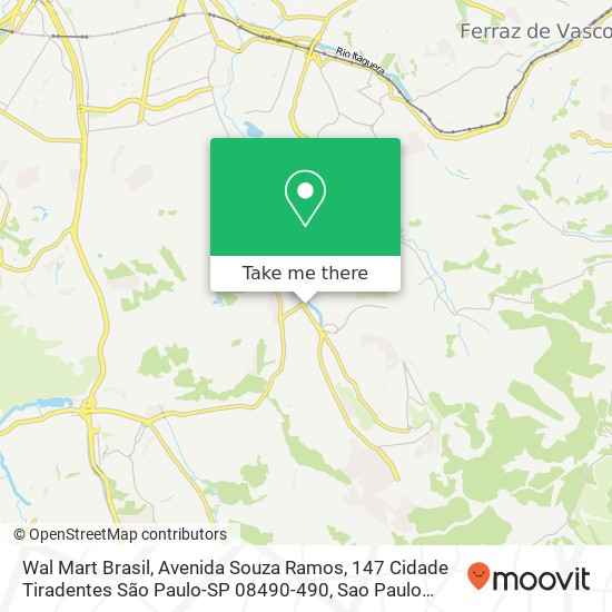 Mapa Wal Mart Brasil, Avenida Souza Ramos, 147 Cidade Tiradentes São Paulo-SP 08490-490