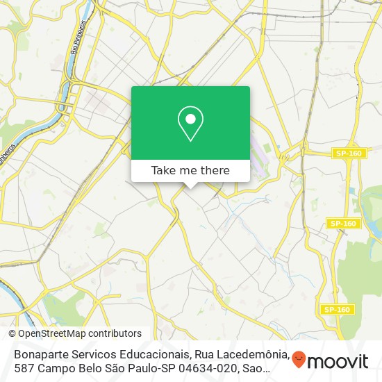 Mapa Bonaparte Servicos Educacionais, Rua Lacedemônia, 587 Campo Belo São Paulo-SP 04634-020