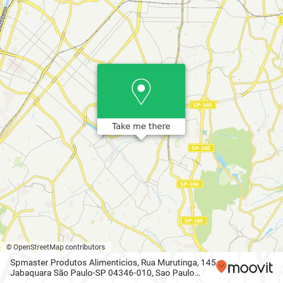 Mapa Spmaster Produtos Alimenticios, Rua Murutinga, 145 Jabaquara São Paulo-SP 04346-010