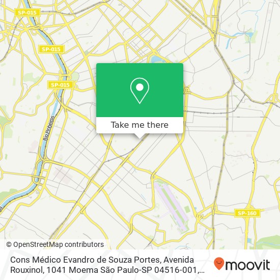 Mapa Cons Médico Evandro de Souza Portes, Avenida Rouxinol, 1041 Moema São Paulo-SP 04516-001