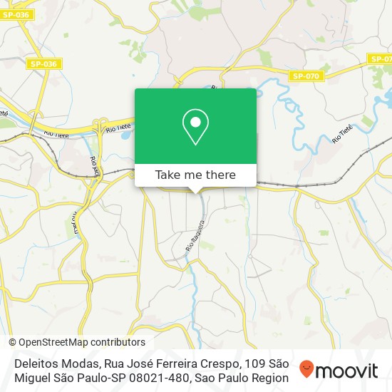Mapa Deleitos Modas, Rua José Ferreira Crespo, 109 São Miguel São Paulo-SP 08021-480