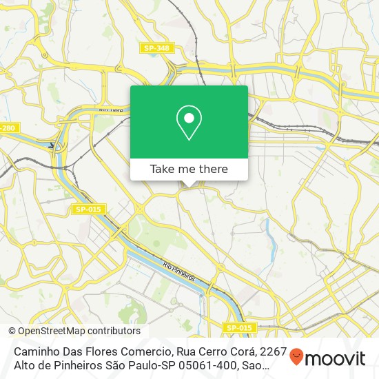 Mapa Caminho Das Flores Comercio, Rua Cerro Corá, 2267 Alto de Pinheiros São Paulo-SP 05061-400