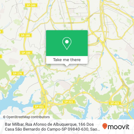 Mapa Bar Milbar, Rua Afonso de Albuquerque, 166 Dos Casa São Bernardo do Campo-SP 09840-630