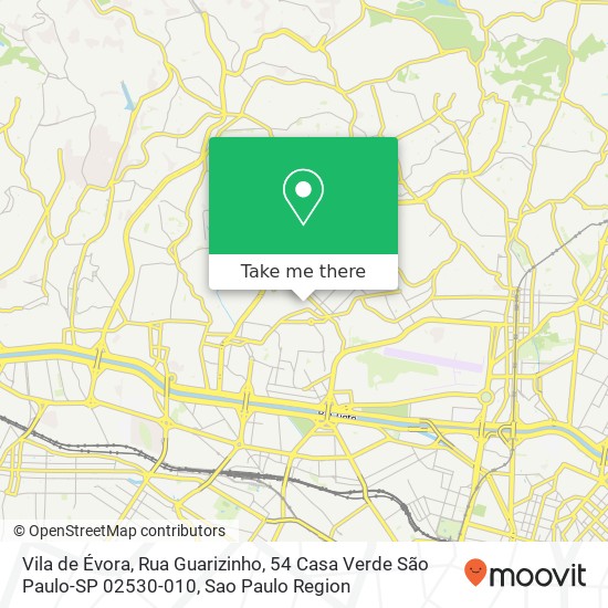 Mapa Vila de Évora, Rua Guarizinho, 54 Casa Verde São Paulo-SP 02530-010