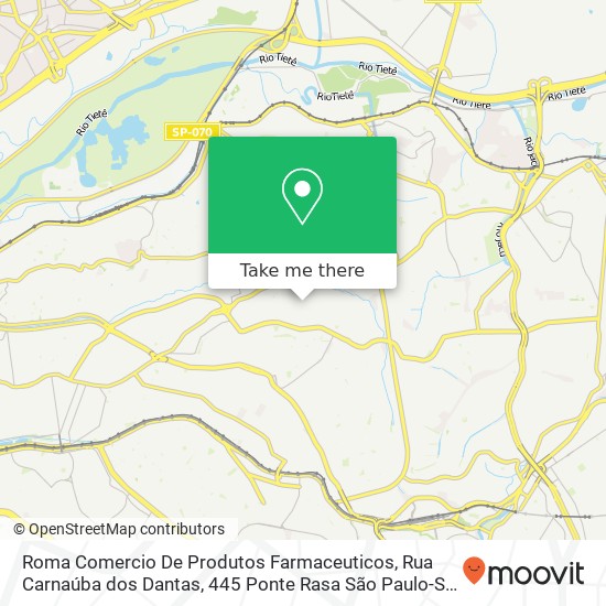 Mapa Roma Comercio De Produtos Farmaceuticos, Rua Carnaúba dos Dantas, 445 Ponte Rasa São Paulo-SP 03891-000