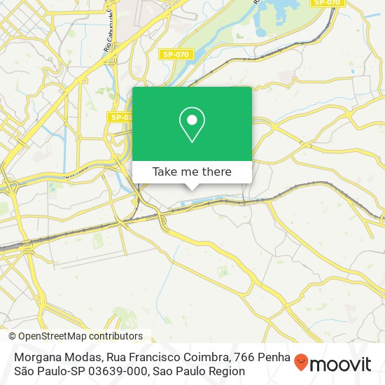 Mapa Morgana Modas, Rua Francisco Coimbra, 766 Penha São Paulo-SP 03639-000