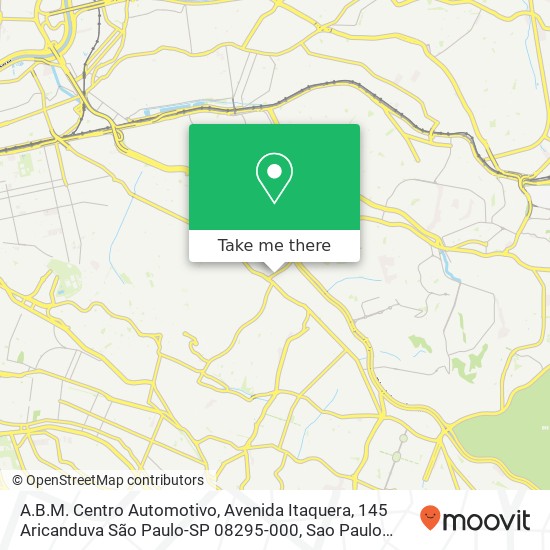 Mapa A.B.M. Centro Automotivo, Avenida Itaquera, 145 Aricanduva São Paulo-SP 08295-000