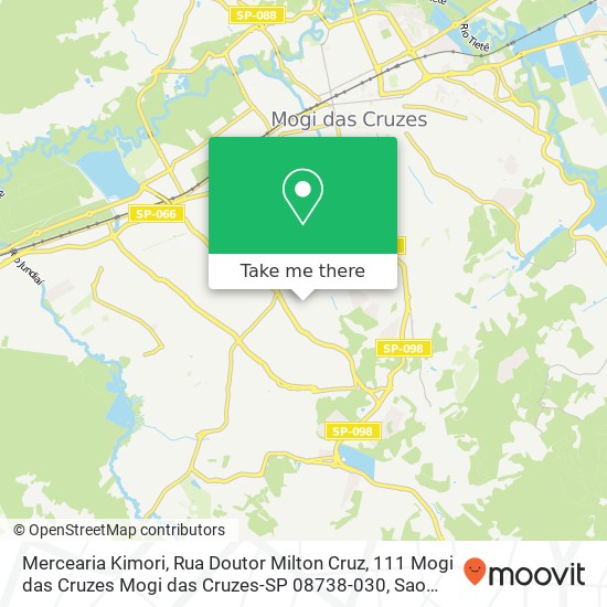 Mapa Mercearia Kimori, Rua Doutor Milton Cruz, 111 Mogi das Cruzes Mogi das Cruzes-SP 08738-030