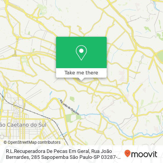 Mapa R.L.Recuperadora De Pecas Em Geral, Rua João Bernardes, 285 Sapopemba São Paulo-SP 03287-040