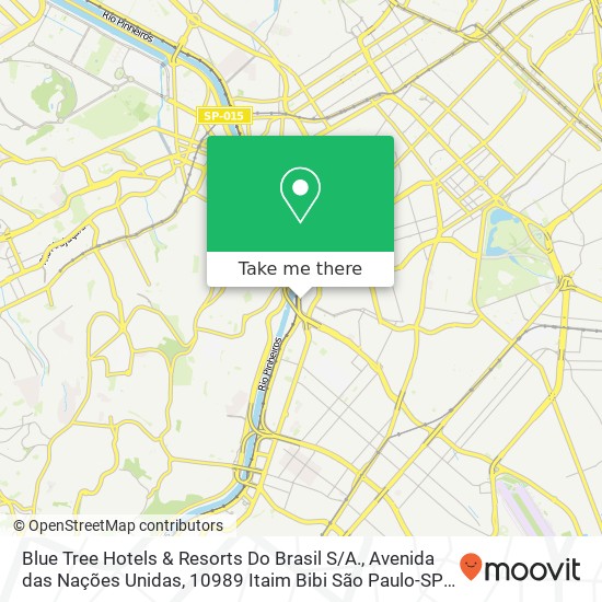 Mapa Blue Tree Hotels & Resorts Do Brasil S / A., Avenida das Nações Unidas, 10989 Itaim Bibi São Paulo-SP 04795-100