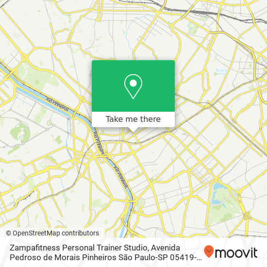 Mapa Zampafitness Personal Trainer Studio, Avenida Pedroso de Morais Pinheiros São Paulo-SP 05419-000