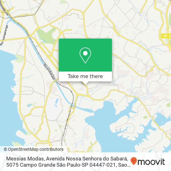 Mapa Messias Modas, Avenida Nossa Senhora do Sabará, 5075 Campo Grande São Paulo-SP 04447-021