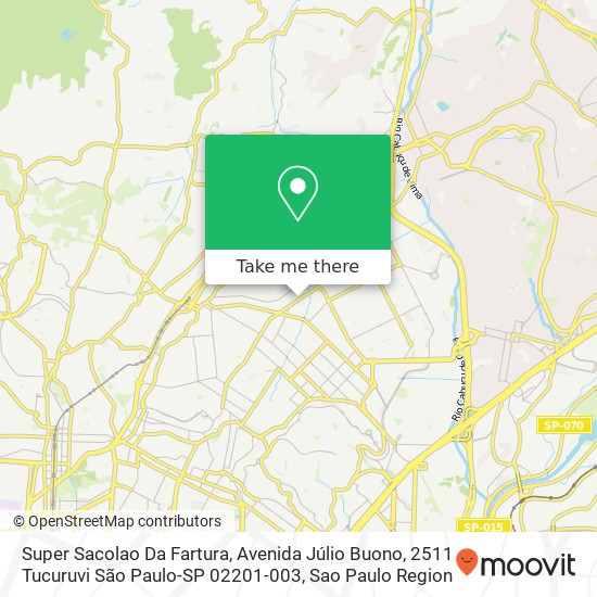 Mapa Super Sacolao Da Fartura, Avenida Júlio Buono, 2511 Tucuruvi São Paulo-SP 02201-003