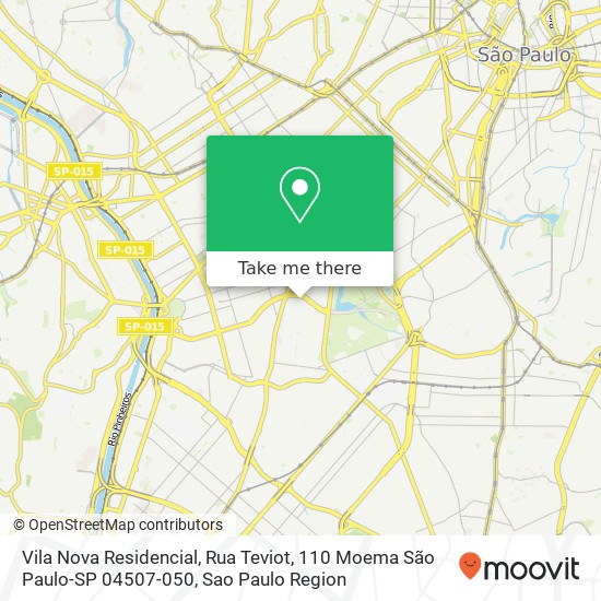 Mapa Vila Nova Residencial, Rua Teviot, 110 Moema São Paulo-SP 04507-050