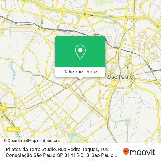 Mapa Pilates da Terra Studio, Rua Pedro Taques, 108 Consolação São Paulo-SP 01415-010