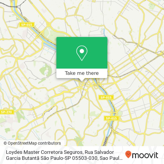 Mapa Loydes Master Corretora Seguros, Rua Salvador Garcia Butantã São Paulo-SP 05503-030