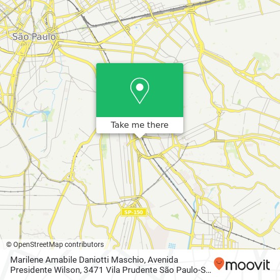 Mapa Marilene Amabile Daniotti Maschio, Avenida Presidente Wilson, 3471 Vila Prudente São Paulo-SP 04220-000