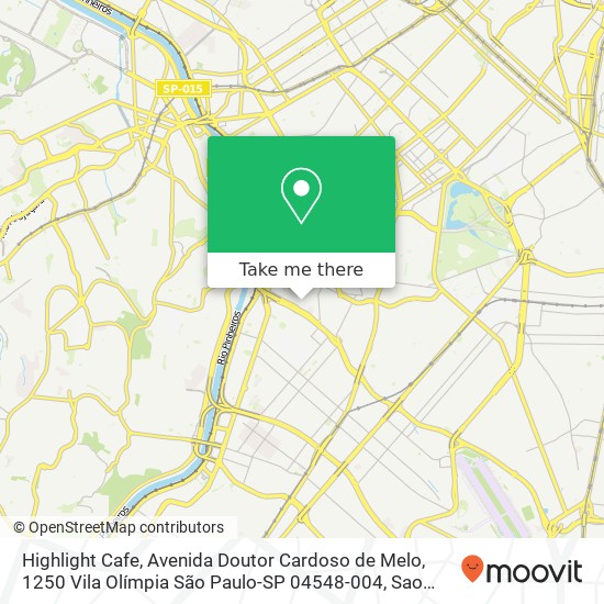Mapa Highlight Cafe, Avenida Doutor Cardoso de Melo, 1250 Vila Olímpia São Paulo-SP 04548-004