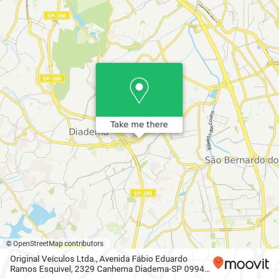 Mapa Original Veículos Ltda., Avenida Fábio Eduardo Ramos Esquivel, 2329 Canhema Diadema-SP 09941-201