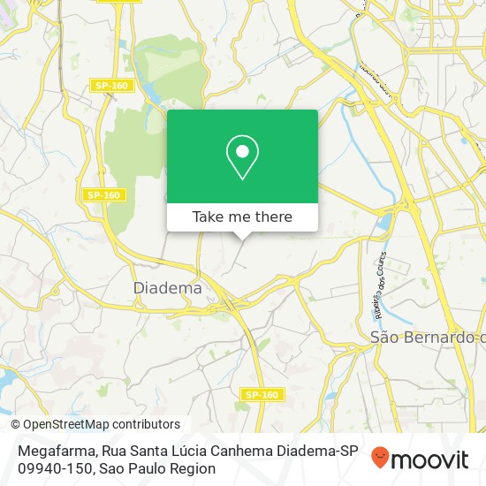 Mapa Megafarma, Rua Santa Lúcia Canhema Diadema-SP 09940-150