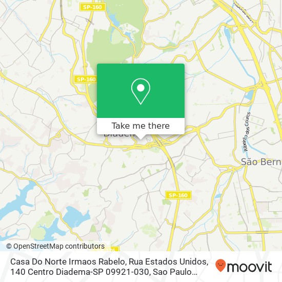 Mapa Casa Do Norte Irmaos Rabelo, Rua Estados Unidos, 140 Centro Diadema-SP 09921-030