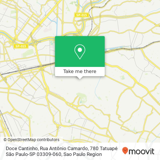 Mapa Doce Cantinho, Rua Antônio Camardo, 780 Tatuapé São Paulo-SP 03309-060