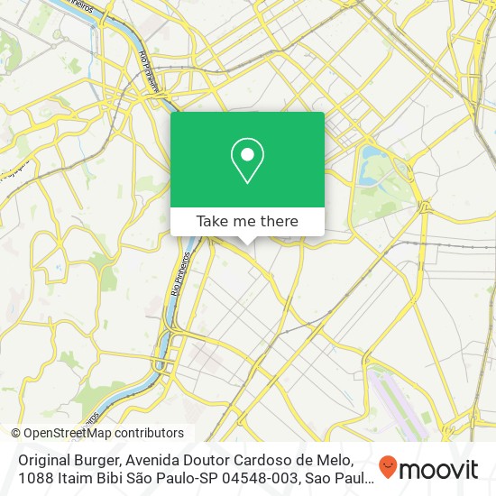 Mapa Original Burger, Avenida Doutor Cardoso de Melo, 1088 Itaim Bibi São Paulo-SP 04548-003