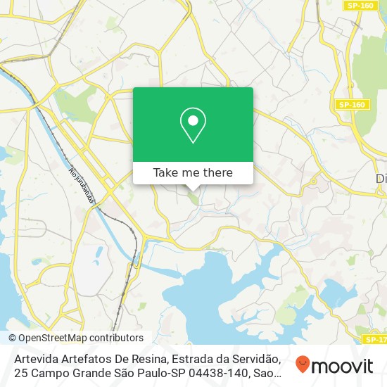 Mapa Artevida Artefatos De Resina, Estrada da Servidão, 25 Campo Grande São Paulo-SP 04438-140