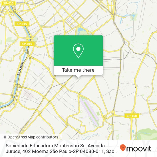 Mapa Sociedade Educadora Montessori Ss, Avenida Jurucê, 402 Moema São Paulo-SP 04080-011