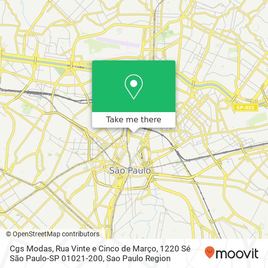 Mapa Cgs Modas, Rua Vinte e Cinco de Março, 1220 Sé São Paulo-SP 01021-200