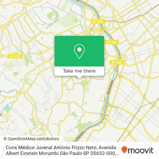 Mapa Cons Médico Juvenal Antônio Frizzo Neto, Avenida Albert Einstein Morumbi São Paulo-SP 05652-000