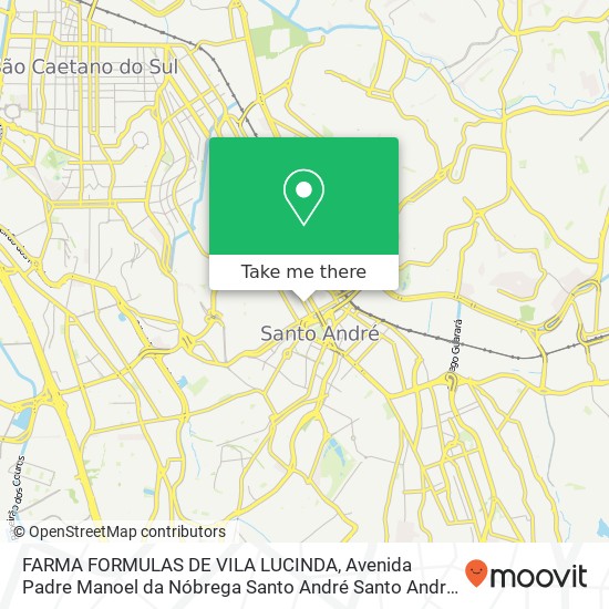 Mapa FARMA FORMULAS DE VILA LUCINDA, Avenida Padre Manoel da Nóbrega Santo André Santo André-SP 09080-140