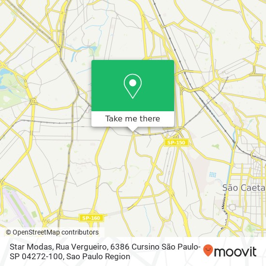 Mapa Star Modas, Rua Vergueiro, 6386 Cursino São Paulo-SP 04272-100